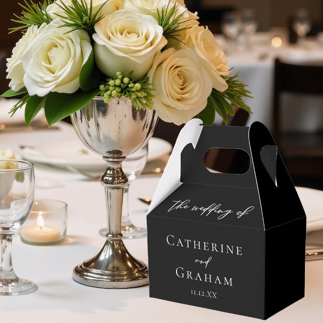 Simple Formal Black White Elegant Winter Wedding Favor Boxes (Creator Uploaded)