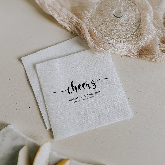 Simple Formal Calligraphy Cheers Wedding  Napkins (Creator Uploaded)