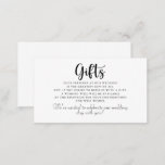 Simple Formal Calligraphy Wedding Gifts  Enclosure Card<br><div class="desc">This simple formal calligraphy wedding gifts enclosure card is perfect to compliment a rustic wedding. The design features a beautiful calligraphy font to embellish your event.</div>