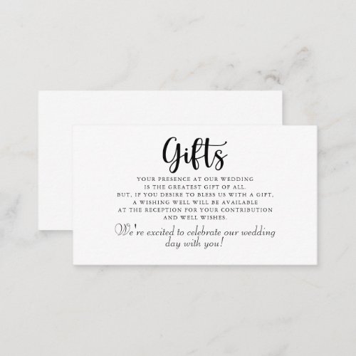 Simple Formal Calligraphy Wedding Gifts  Enclosure Card