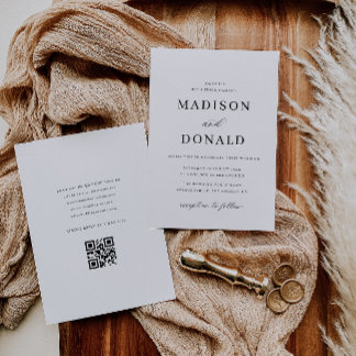 simple formal calligraphy wedding invitation