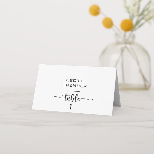 Simple Formal Calligraphy Wedding Place Card (Front)