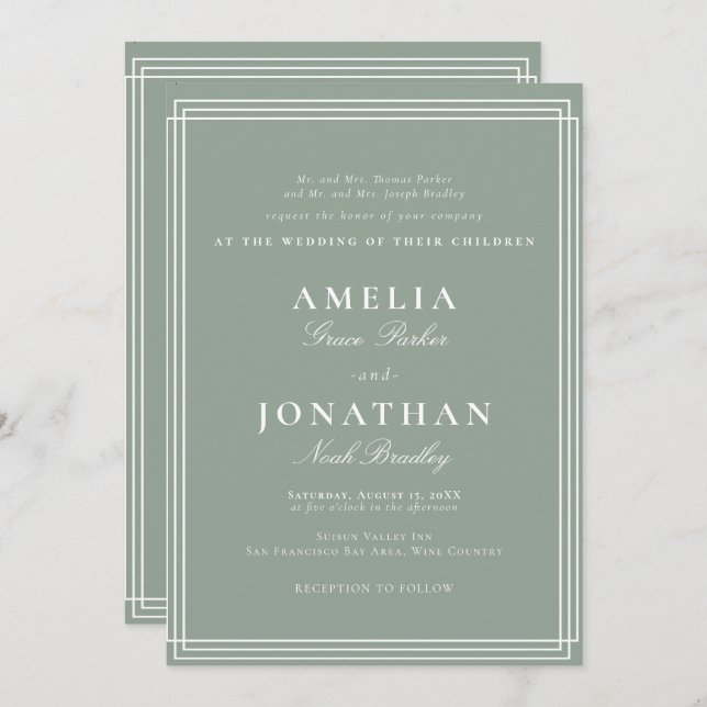 Simple Formal Classic Wedding Invitation (Front/Back)