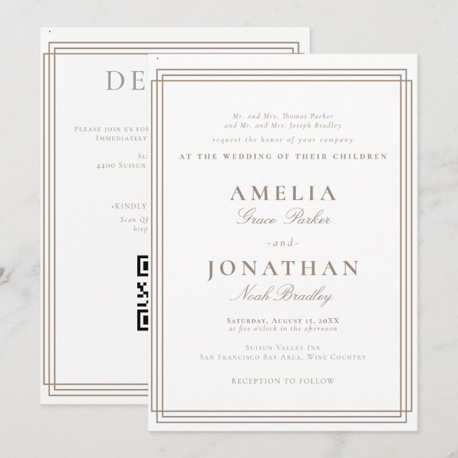 Simple Formal Classic Wedding Invitation (Front/Back)