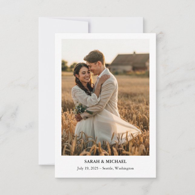 Simple Formal Elegance Text Photo Save The Date (Front)