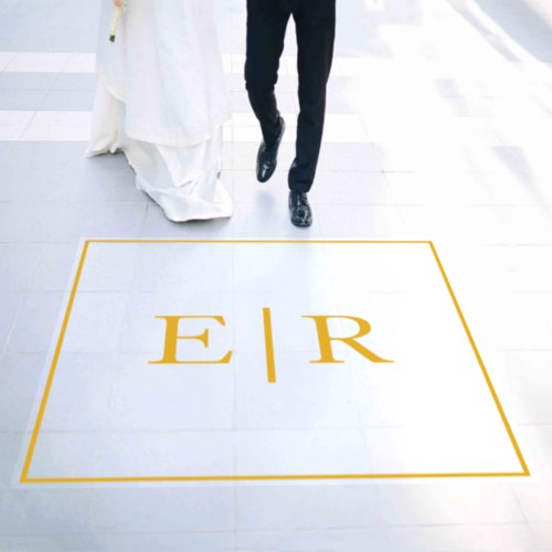 Simple Formal Elegant Gold Monogram Wedding Floor Decals