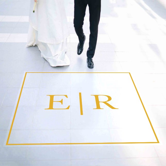 Simple Formal Elegant Gold Monogram Wedding Floor Decals (Wedding)