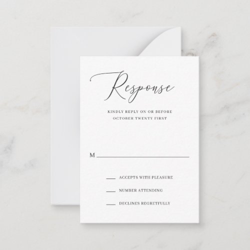 Simple Formal Elegant Wedding Mini RSVP Card