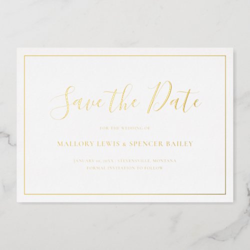 Simple Formal Elegant Wedding Save The Date Foil Invitation