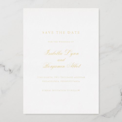 Simple Formal Elegant Wedding Save the Date Foil Invitation