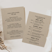 Simple Formal Kraft Wedding Itinerary Card