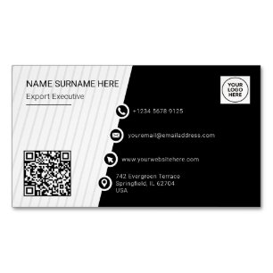 Simple Formal QR Code Professional Modern Business Card Magnet
