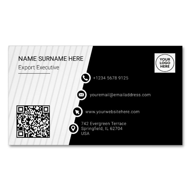Simple Formal QR Code Professional Modern Business Card Magnet (Front)