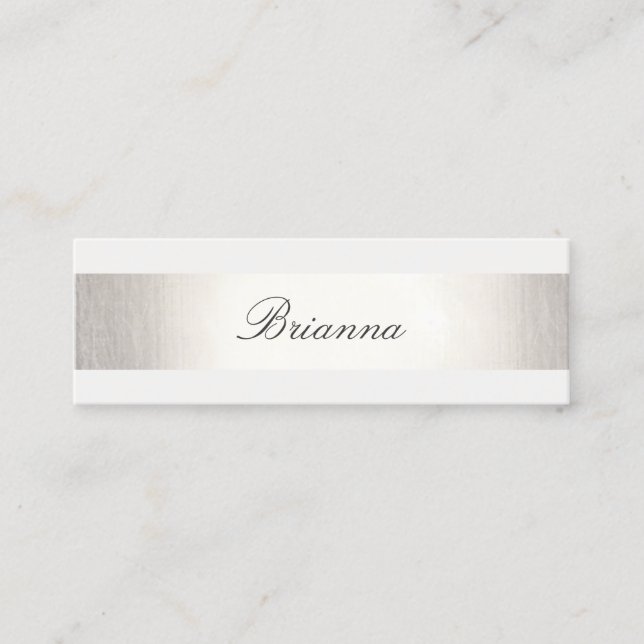 Simple Formal Wedding Consultant Silver Striped Mini Business Card (Front)