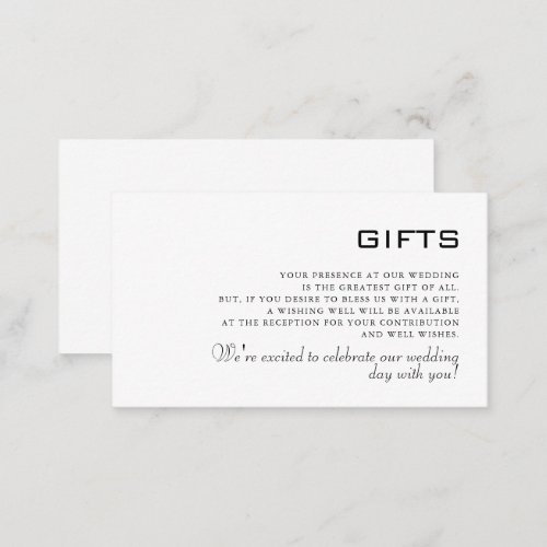 Simple Formal Wedding Gifts Enclosure Card