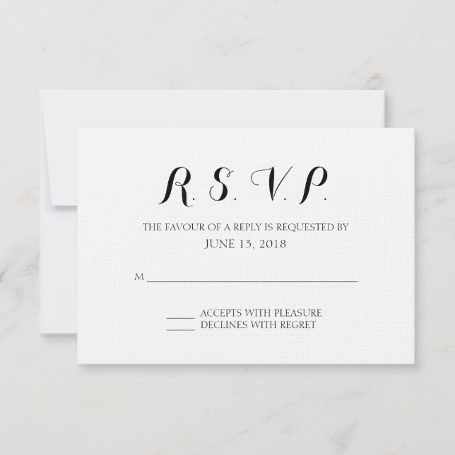 Simple Formal Wedding RSVP Card (Front)