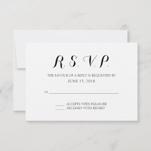 Simple Formal Wedding RSVP Card