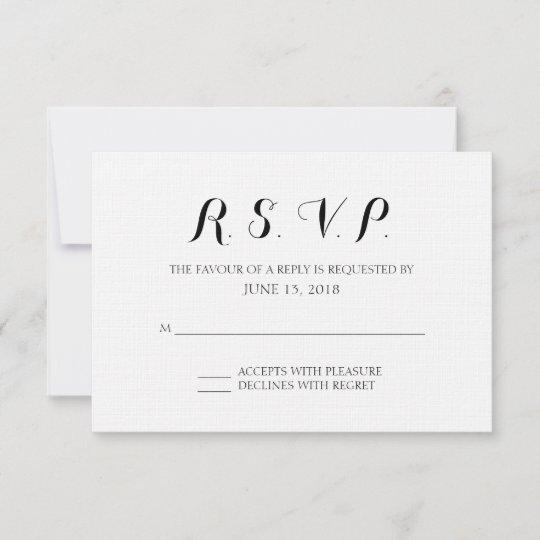 Simple Formal Wedding Rsvp Card