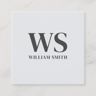 Simple Formal White Gray Monogram Bold Typography Square Business Card