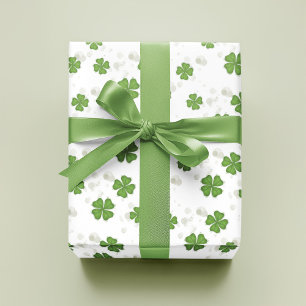 Simple Four Leaf Clover Green Watercolor Cute Wrapping Paper