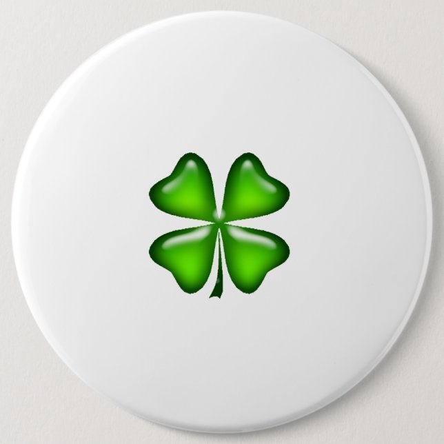 Simple Four Leaf Clover Irish St. Patrick's Day Pinback Button (Front)
