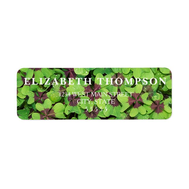 Simple Four Leaf Clovers Return Label (Front)