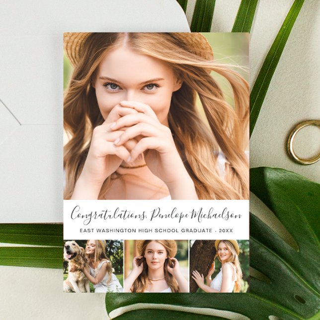 Simple Four Photo Grid Graduation Announcement (Creator Uploaded)