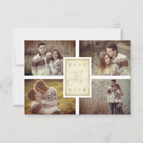 Simple Four Photos Couple in Love Elegant Save The Date