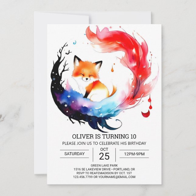 Simple Fox Birthday Adventure Invitation (Front)