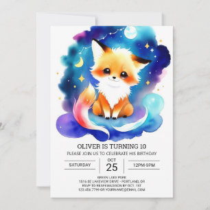Simple Fox Birthday Gathering Invitation