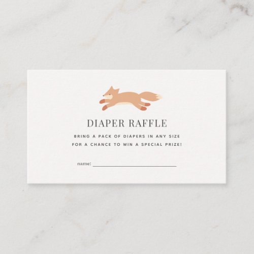 Simple Fox Diaper Raffle Ticket Enclosure Card