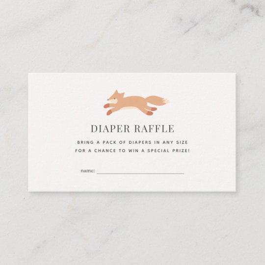 Simple Fox Diaper Raffle Ticket Enclosure Card | Zazzle.com