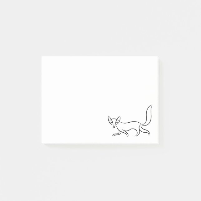 Simple Fox Line Drawing Post-it Notes (Front)
