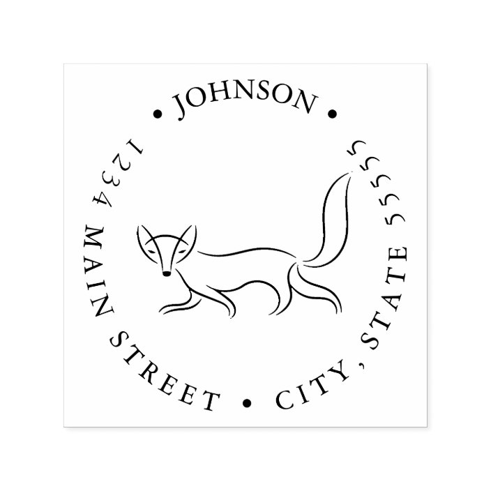 Simple Fox Line Drawing Return Label Self Inking Stamp Zazzle Com
