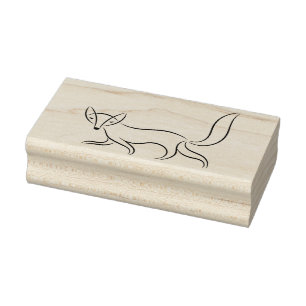Simple Fox Line Drawing Rubber Stamp