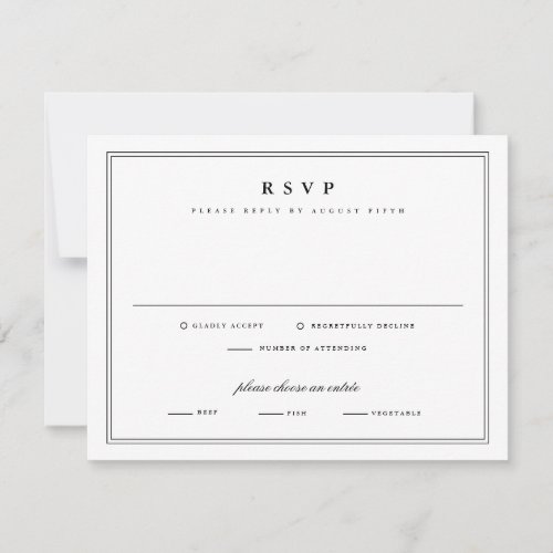 Simple Frame Black and White Classic Wedding  RSVP Card
