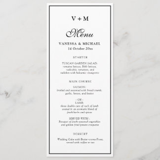 Simple frame black and white wedding menu
