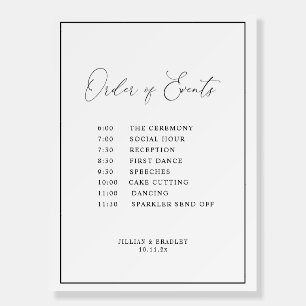simple frame black and white wedding timeline sign