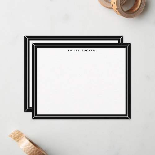 Simple Frame Black  White Personal Professional Note Card