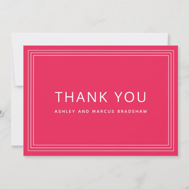 Simple Frame Bold Coral Pink Thank You Invitation (Front)