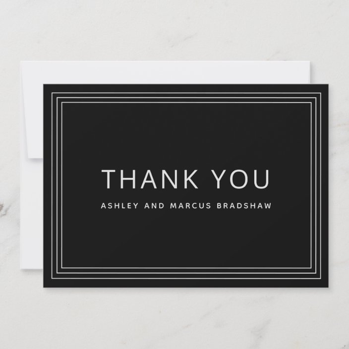 Simple Frame Classic Black Wedding Thank You Invitation | Zazzle.com