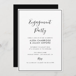 simple frame engagement party invitation
