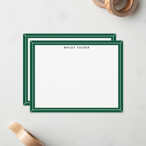 Simple Frame Green  White Personal Professional Note Card