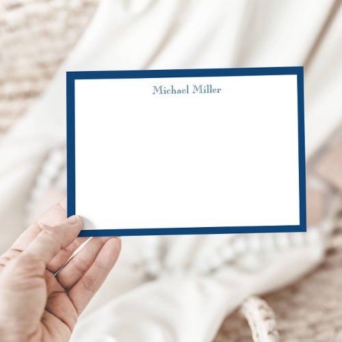 Simple Frame Masculine Blue Flat Note Card