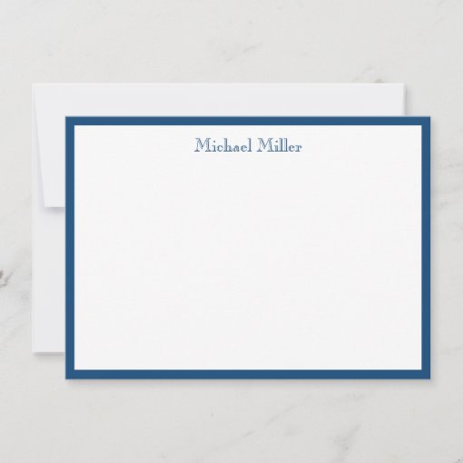 Simple Frame Masculine, Blue Flat Note Card Zazzle