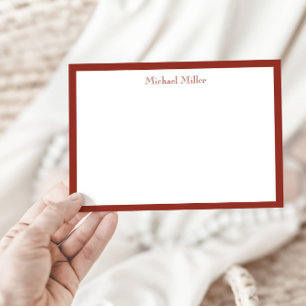 Simple Frame Masculine, Brick Red Flat Note Card