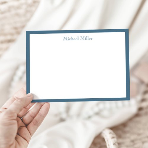 Simple Frame Masculine Dusty Blue Flat Note Card