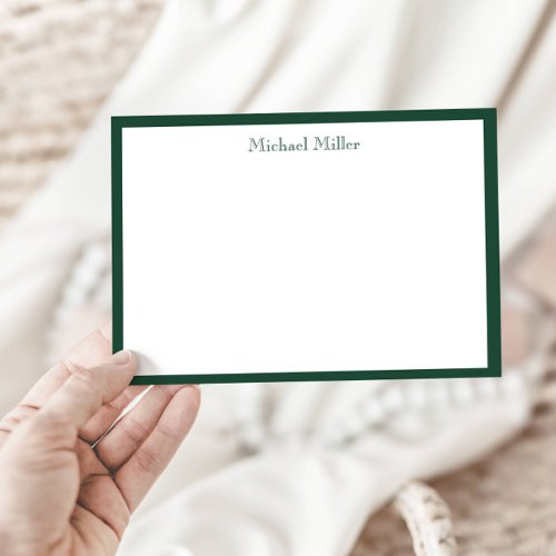 Simple Frame Masculine Forest Green Note Card