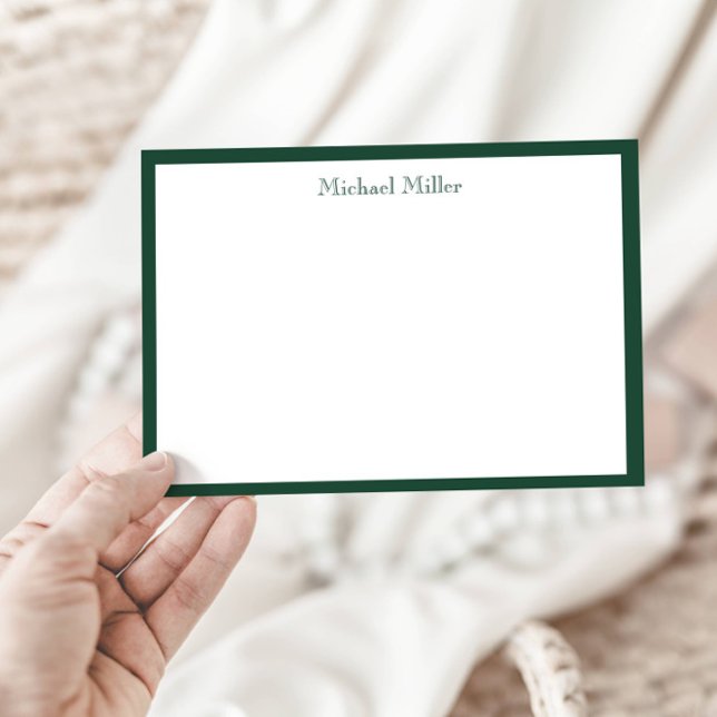 Simple Frame Masculine, Forest Green Note Card (Creator Uploaded)