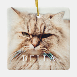 Simple Frame Modern Chic Family Pet Photo Holiday Ceramic Ornament